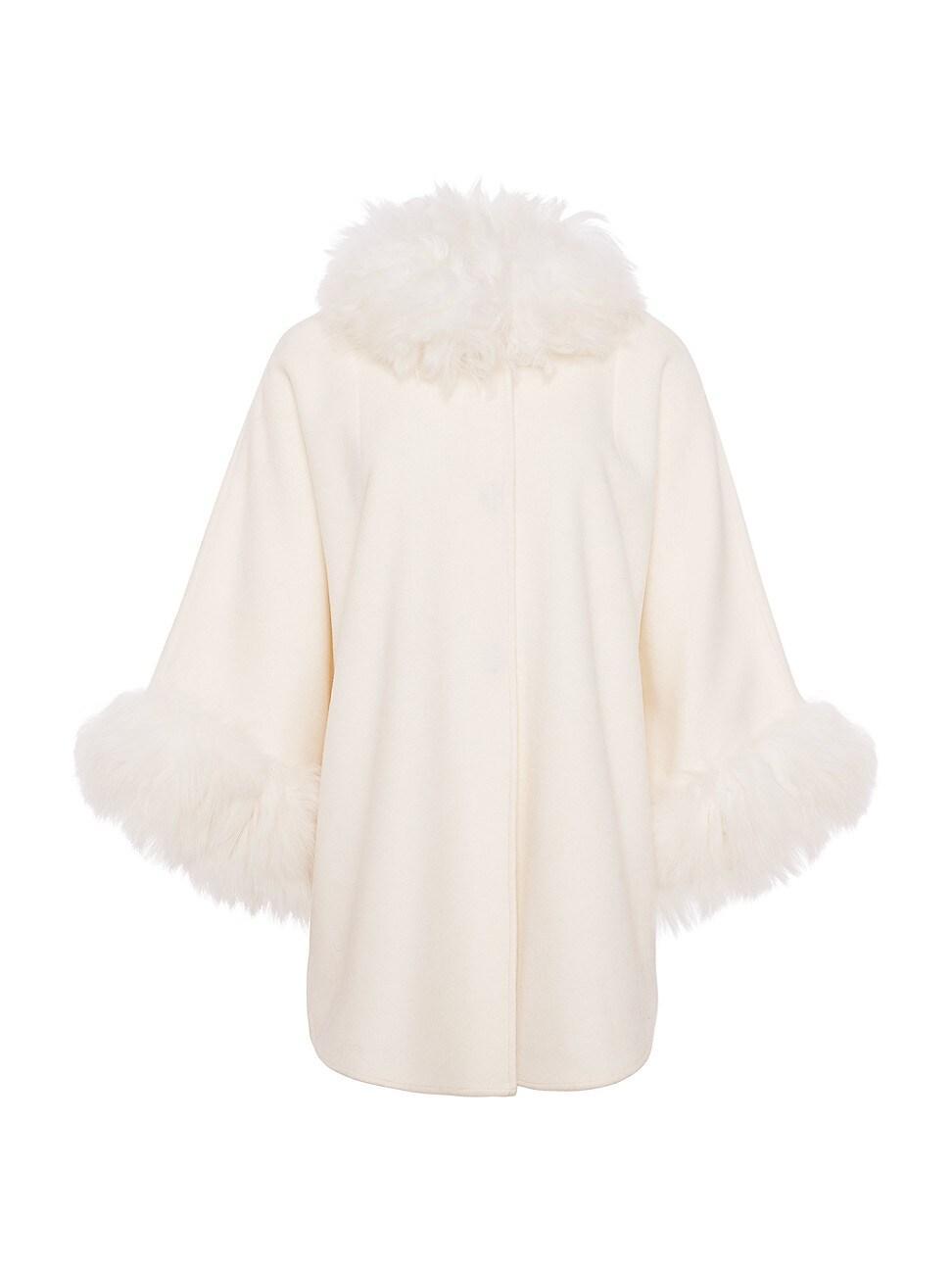 Womens Cashmere and Wool Blend Cape with Select Lamb Trim Product Image