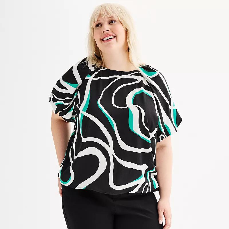 Plus Size Nine West Silky Short Sleeve Blouse, Womens Product Image