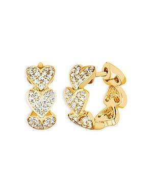 Ef Collection 14K Yellow Gold Diamond Heart Cluster Huggie Hoop Earrings Product Image