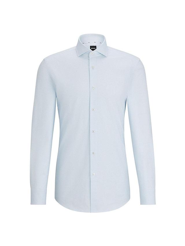 Mens Slim-Fit Shirt in Easy-Iron Structured Stretch Cotton Product Image