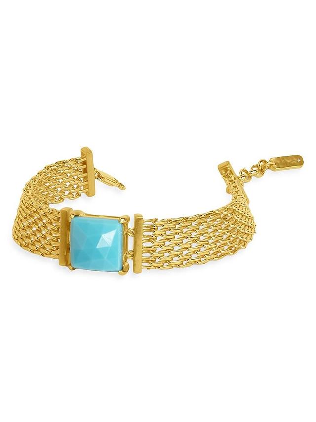 Womens Nomad 22K-Gold-Plated & Sleeping Beauty Turquoise Chain Bracelet Product Image