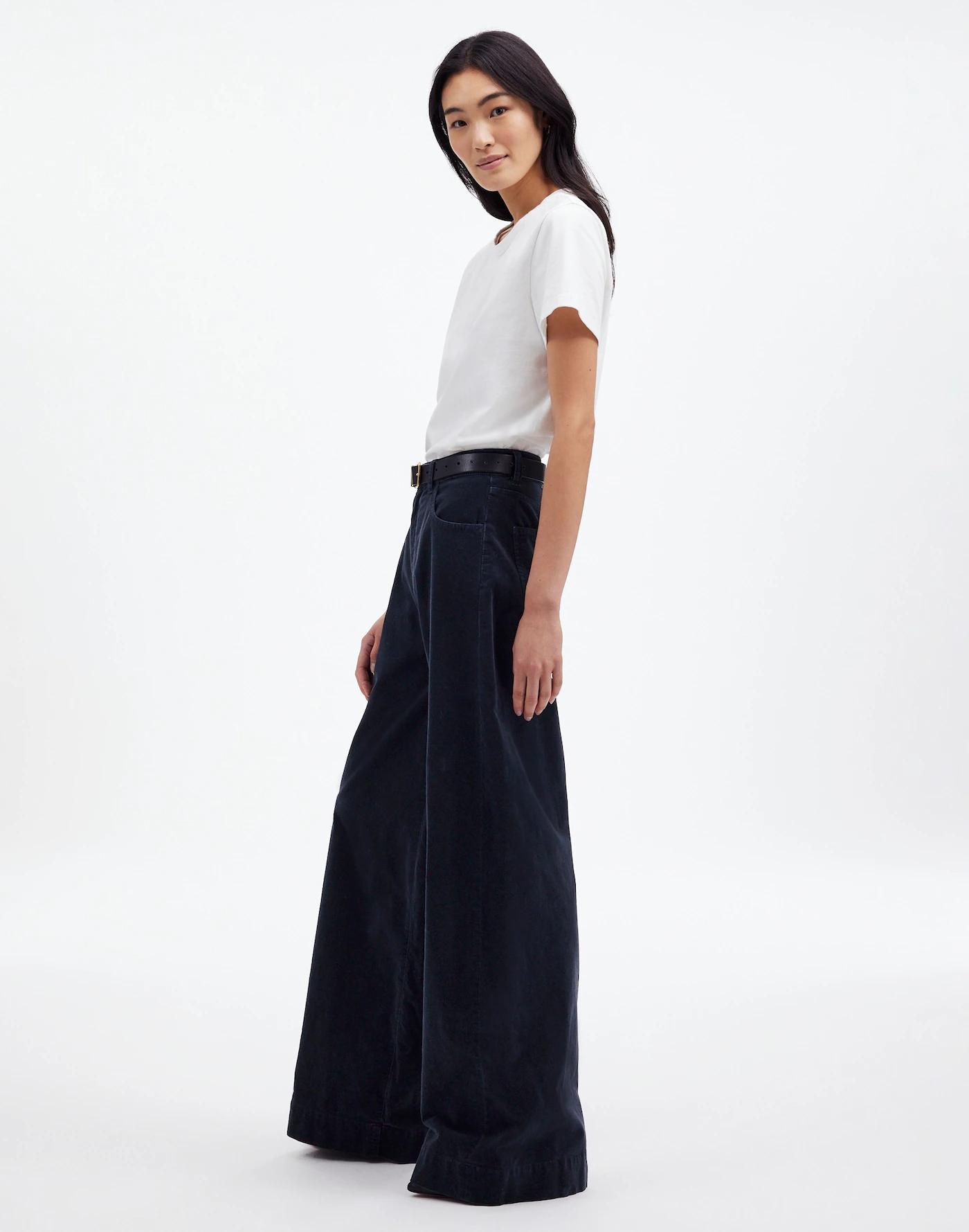 Petite Superwide-Leg Trousers in Velvet Product Image