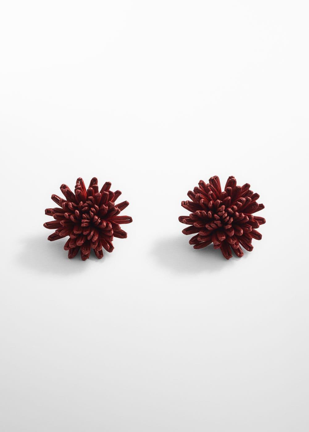 MANGO - Flowers raffia earrings - One size - Women Product Image