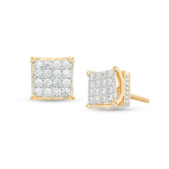 Men's 1/2 CT. T.w. Square Multi-Diamond Stud Earrings in 10K Gold Product Image