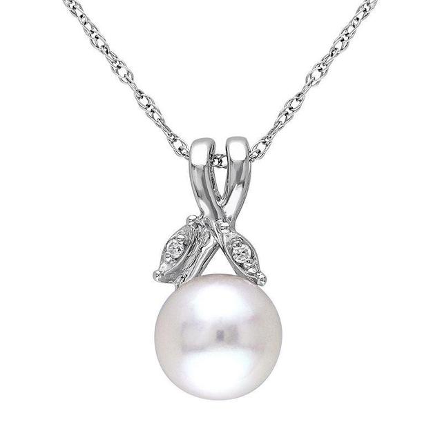 Stella Grace 10k White Gold Diamond Accent & Freshwater Cultured Pearl Pendant, Womens Product Image