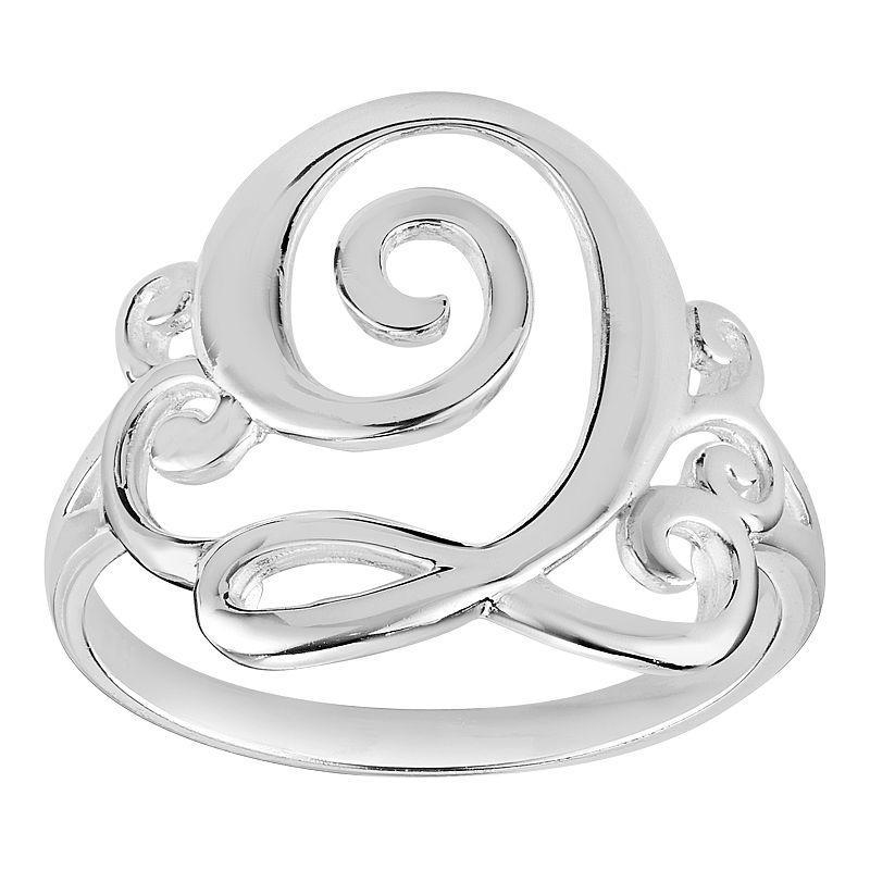 Womens PRIMROSE Sterling silver polished monogram initial B band ring size 7., Womens Grey Product Image