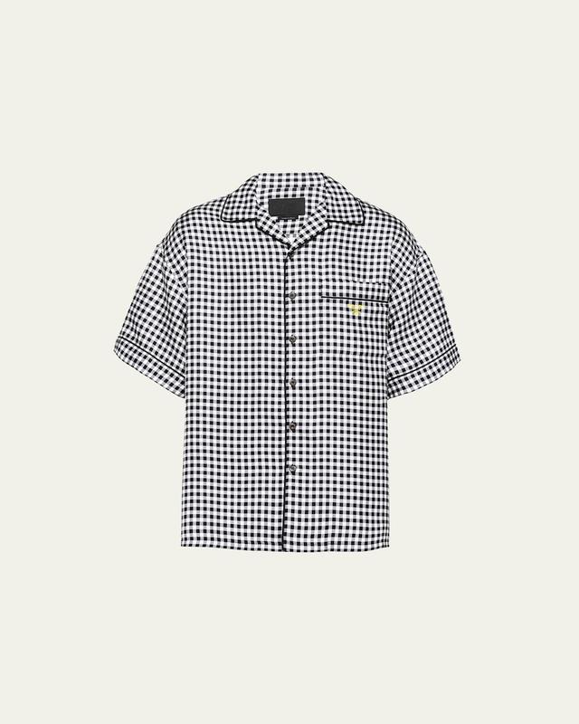 Mens Gingham Silk Camp Shirt Product Image