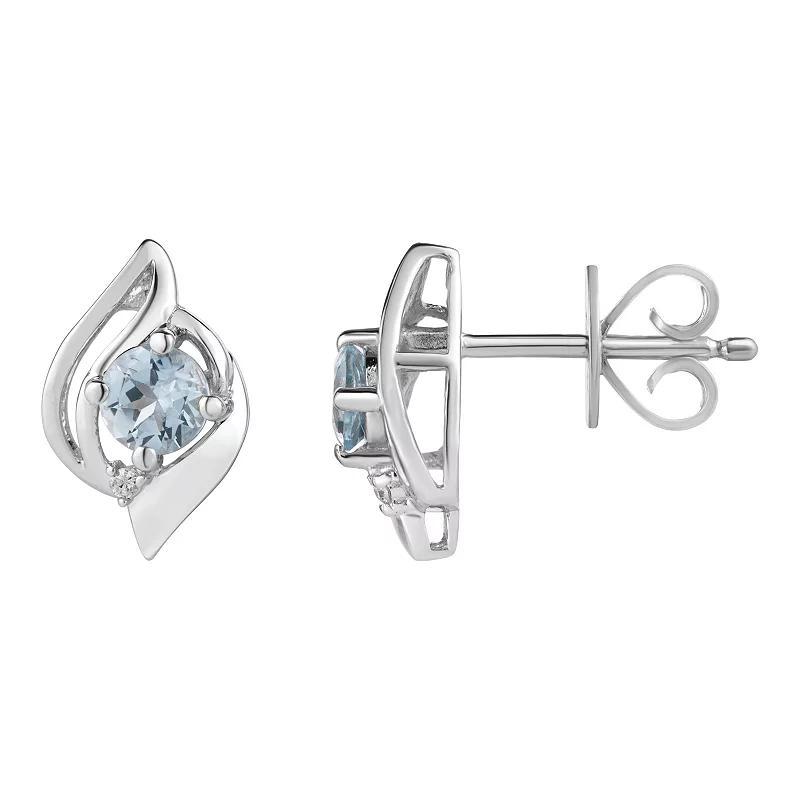 Sterling Silver Aquamarine Earrings, Womens Product Image