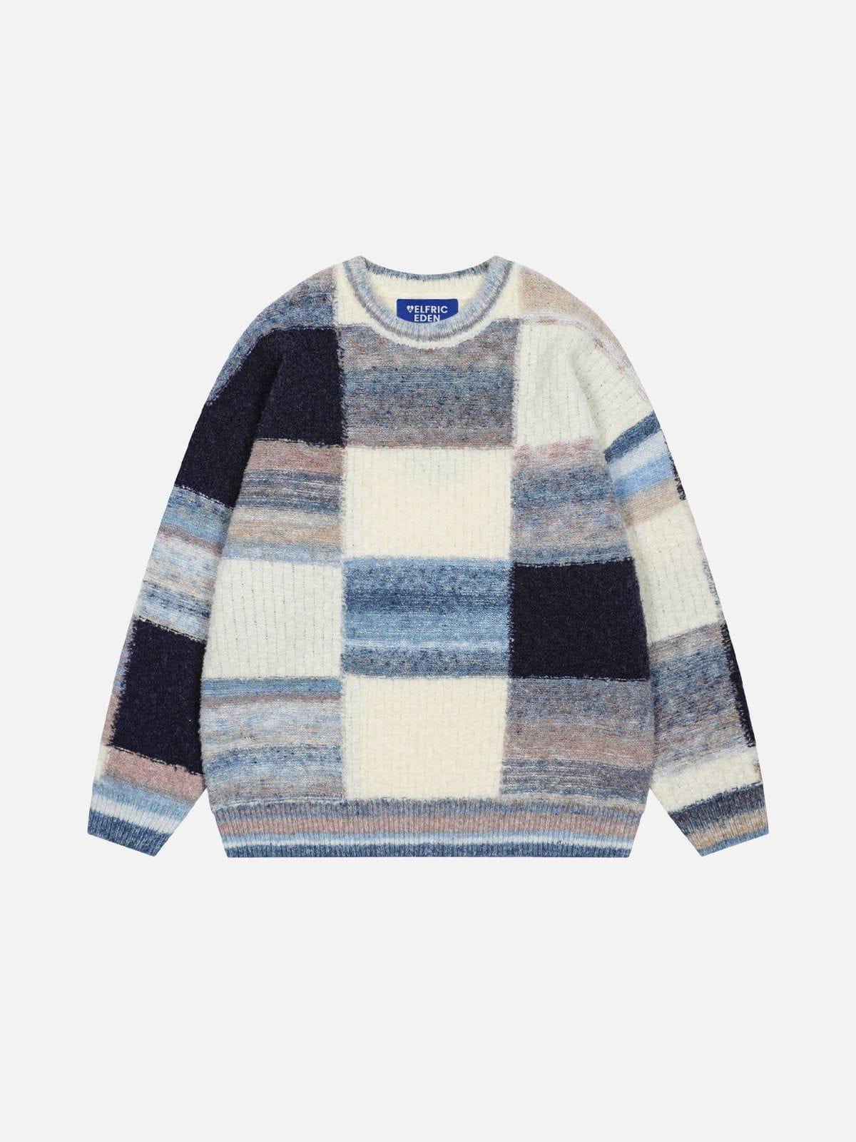 Aelfric Eden Color Blocking Plaid Sweater Product Image