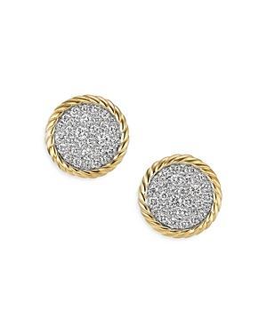 Womens DY Elements Button Stud Earrings In 18K Yellow Gold With Pav Diamonds Product Image