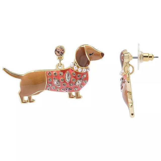 Celebrate Together Gold Tone Crystal & Simulated Pearl Dachshund Sweater Drop Earrings, Womens, Multi Product Image