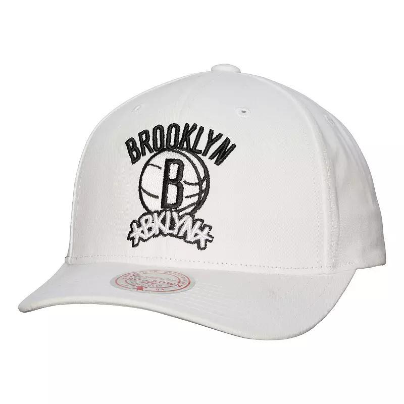 Mens Mitchell & Ness White Brooklyn Nets Hardwood Classics All In Retro Snapback Hat Product Image