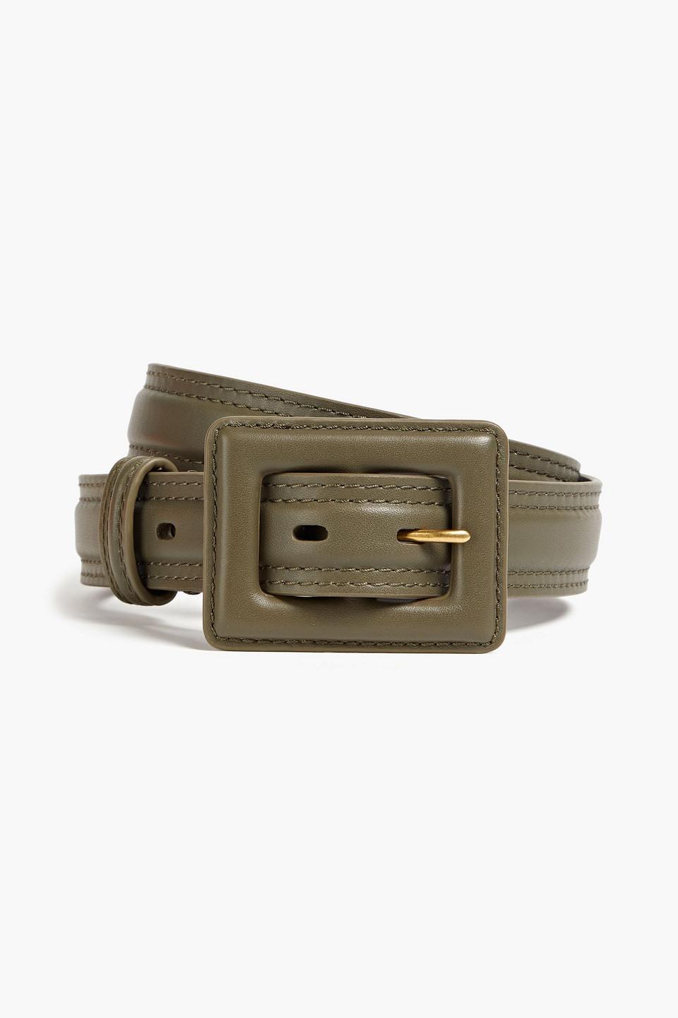 Leather Belt In Army Green Product Image