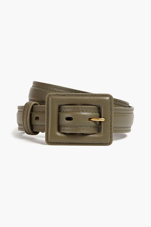 Leather Belt In Army Green Product Image