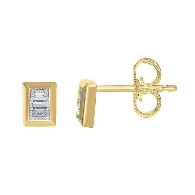 Sterling Silver 1/8 Carat T.W. Diamond Rectangle Stud Earrings, Womens, Gold Tone Product Image