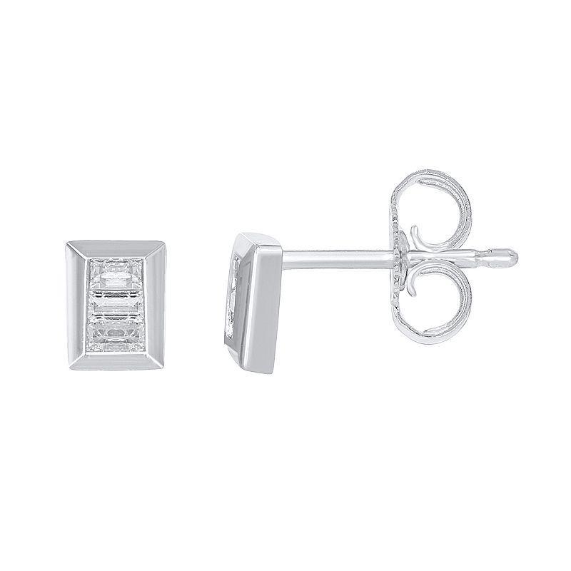 Sterling Silver 1/8 Carat T.W. Diamond Rectangle Stud Earrings, Womens, Gold Tone Product Image