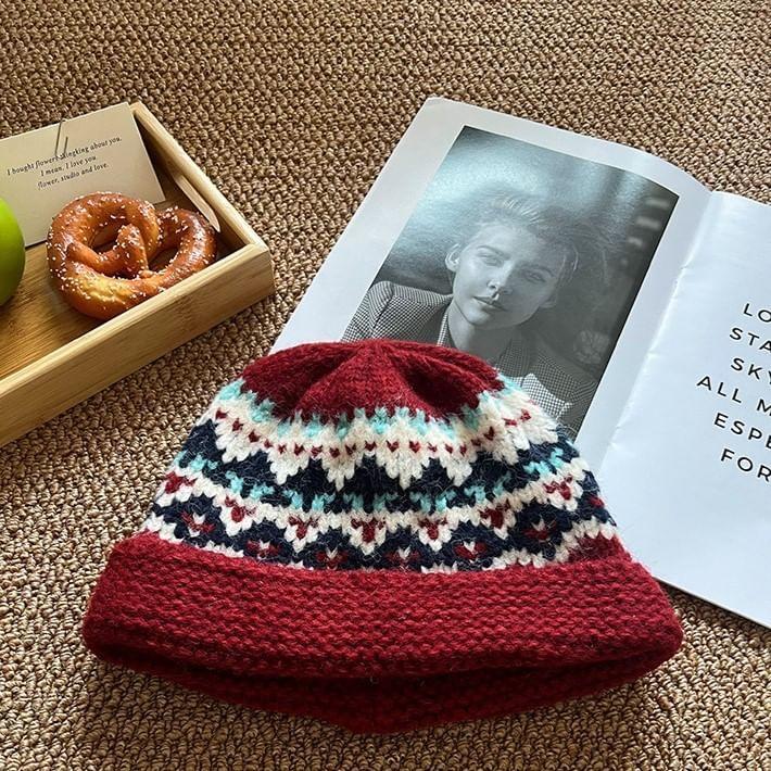 Patterned Knit Beanie Product Image