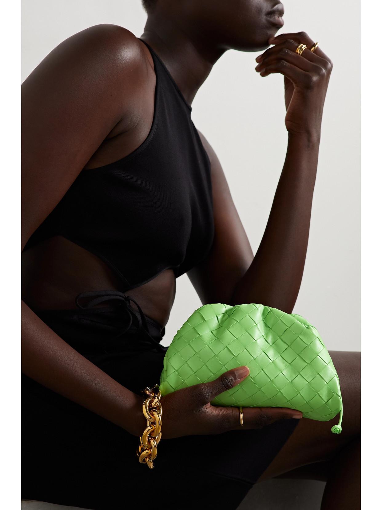 BOTTEGA VENETA The Pouch Mini Intrecciato Leather Clutch In Green Product Image