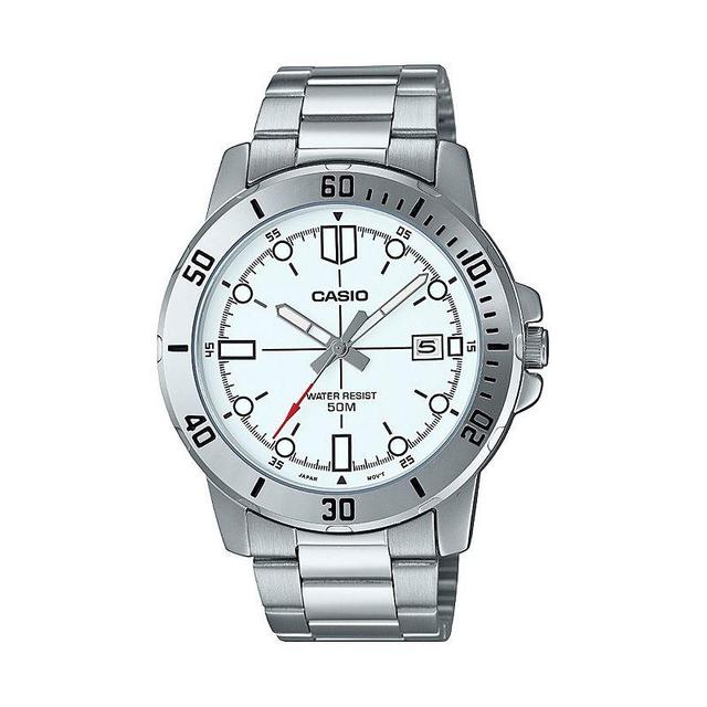 Casio Mens Stainless Steel Diver Analog Bracelet Watch Silver Product Image