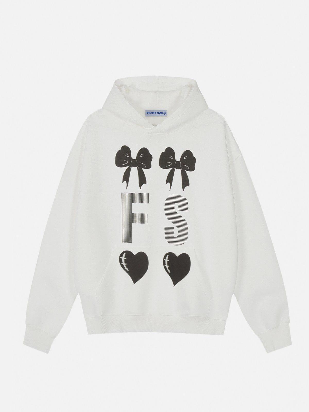 Aelfric Eden Bow Heart Print Hoodie Product Image