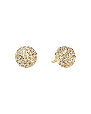 Womens Mini Cable Stud Earrings In 18K Yellow Gold With Diamonds Product Image