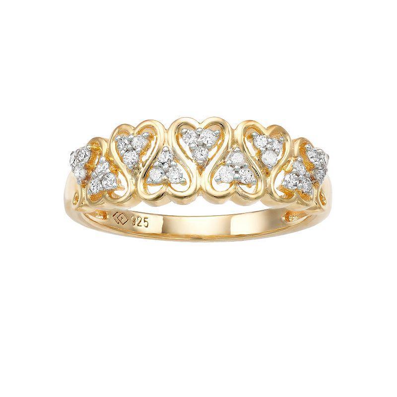 Womens 1/5CTW White Diamond Heart Ring in 14K Gold Over Sterling Silver Gold Tone Product Image