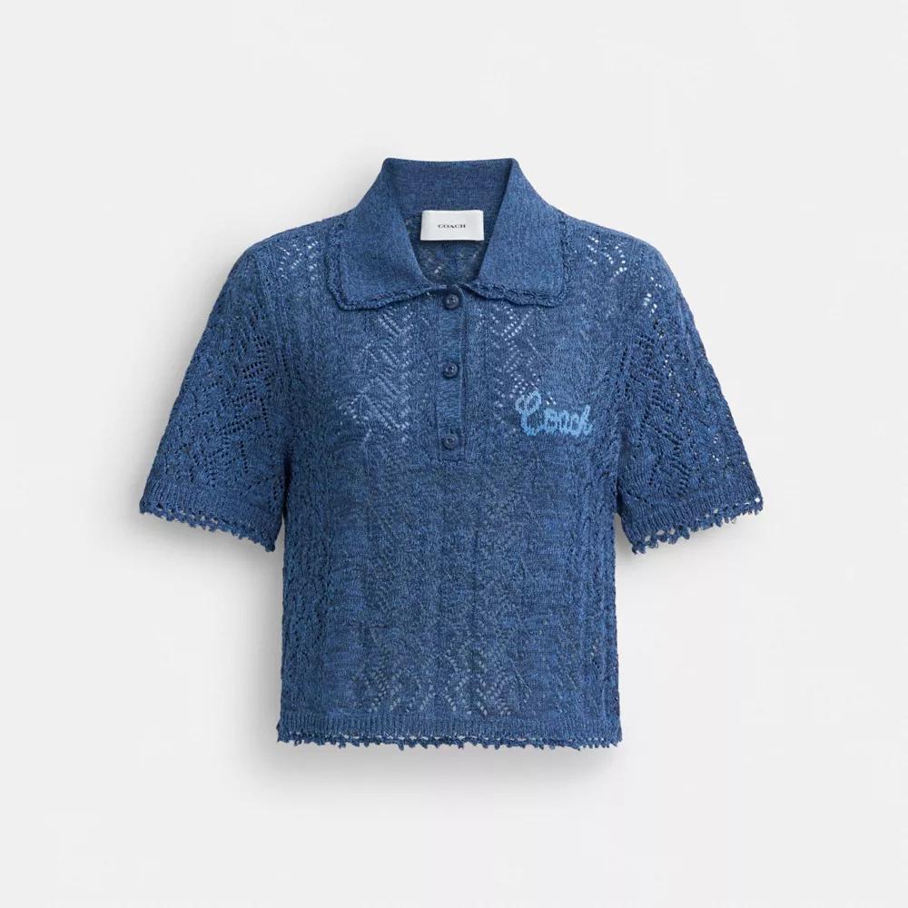 Cropped Knit Polo Top Product Image