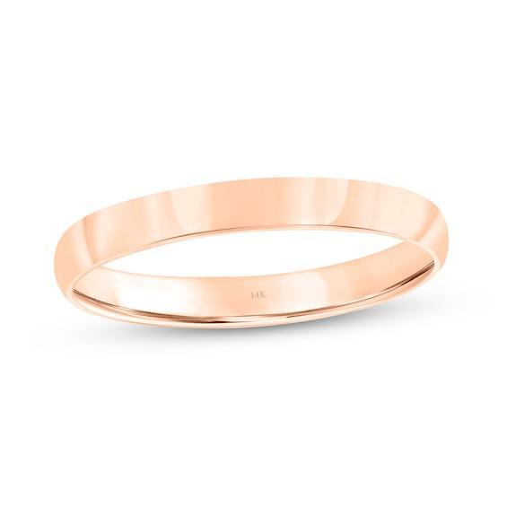 Men's Engravable 3.0mm Low Dome Comfort Fit Wedding Band in 14K Rose Gold (1 Line) Product Image