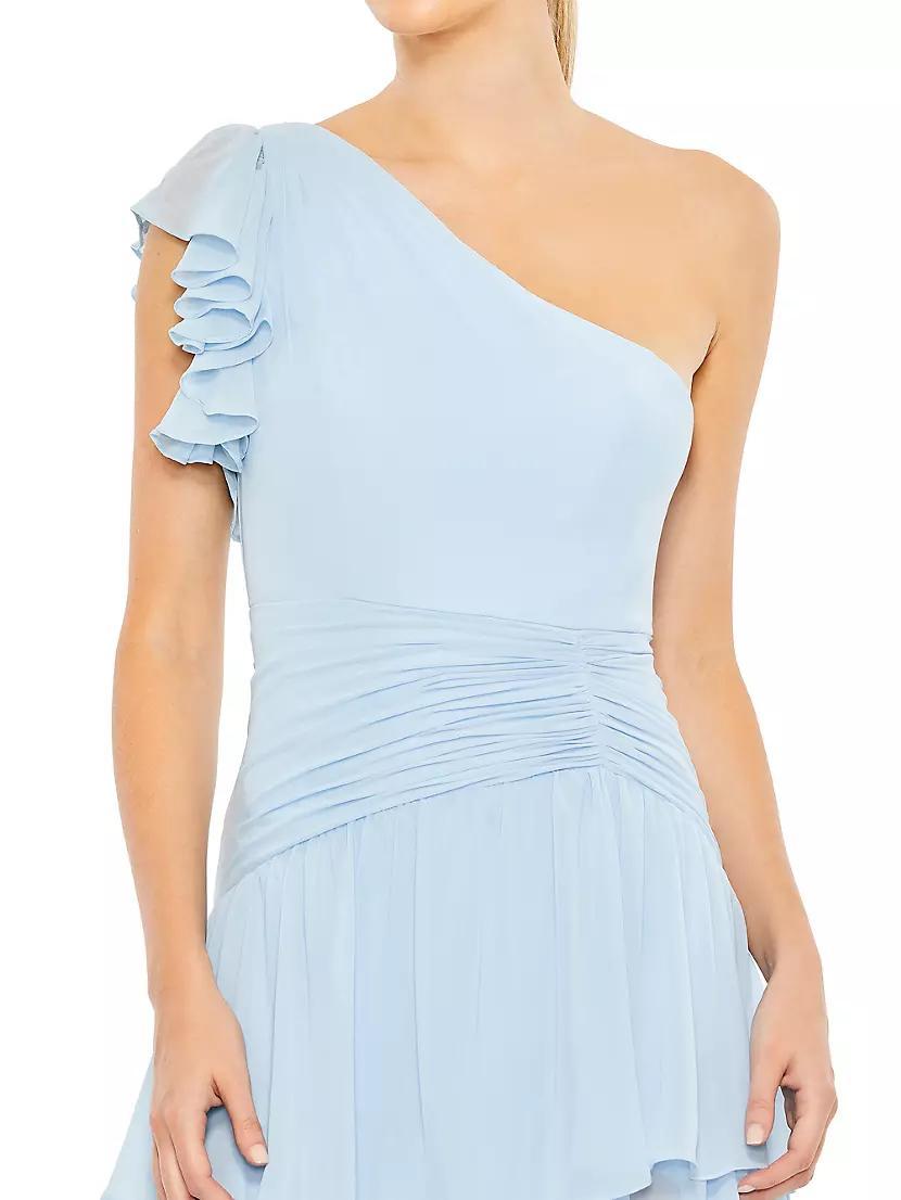 Tiered Chiffon One-Shoulder Gown Product Image