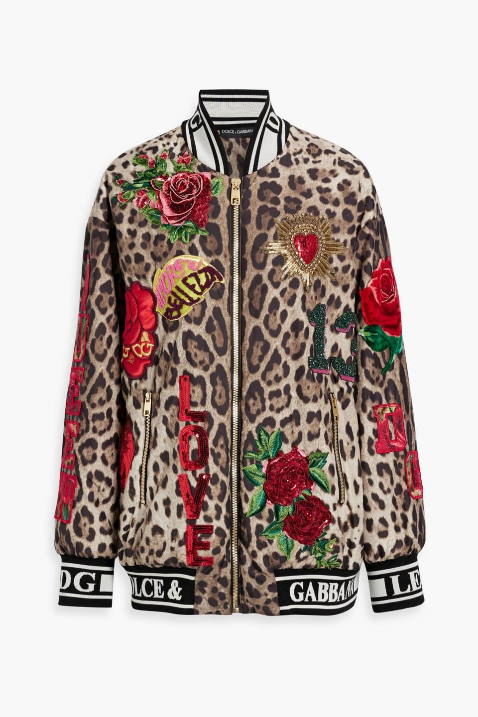 Embellished Leopard-print Shell Jacket In Animal Print Product Image