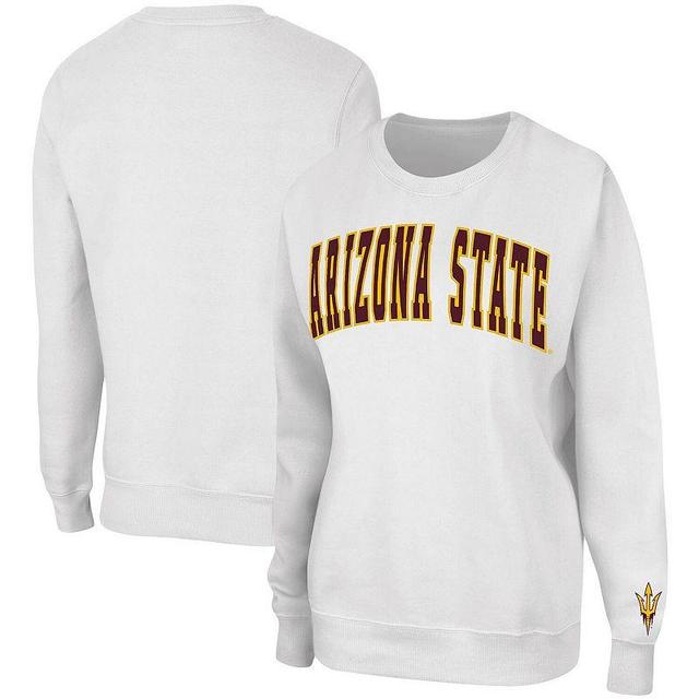 Womens Colosseum White Arizona State Sun Devils Campanile Pullover Sweatshirt Product Image