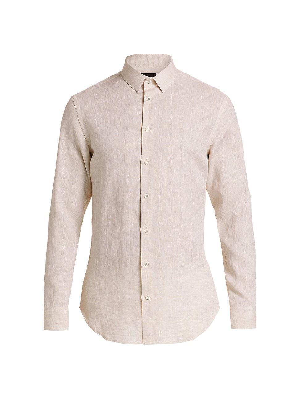 Mens Solid Linen Sport Shirt Product Image