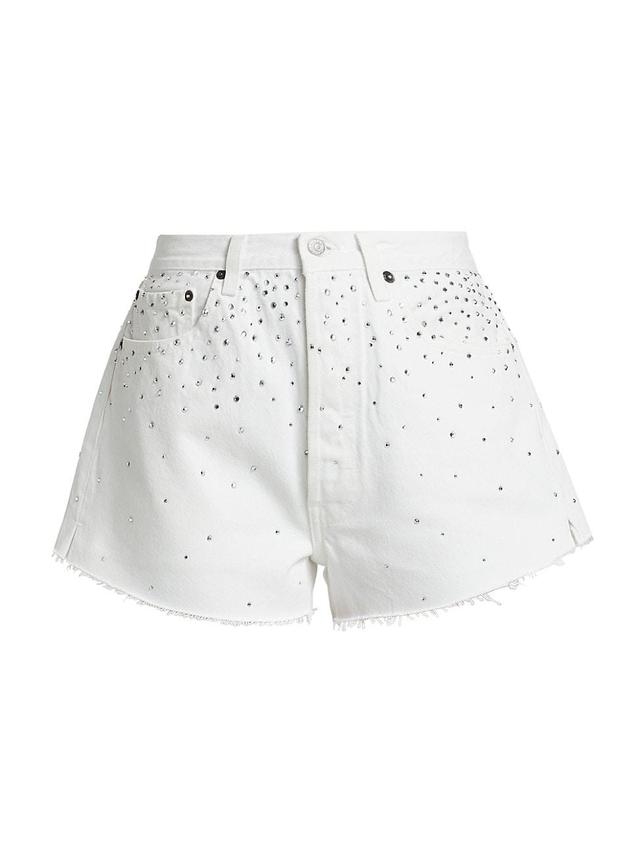 Womens Re/done & Pam Crystal Mid-Rise Denim Shorts Product Image