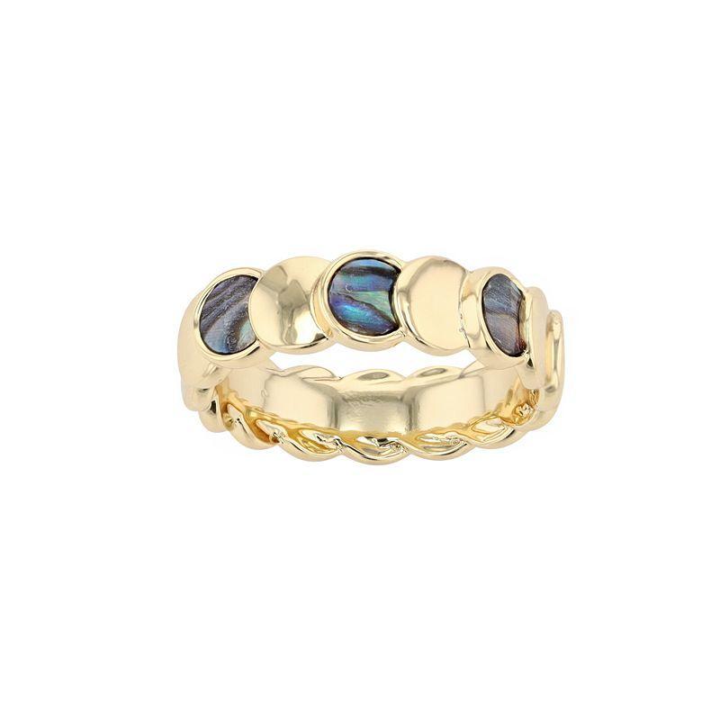 City Luxe Abalone & Gold Band Moon Phases Ring, Womens Gold Tone Product Image