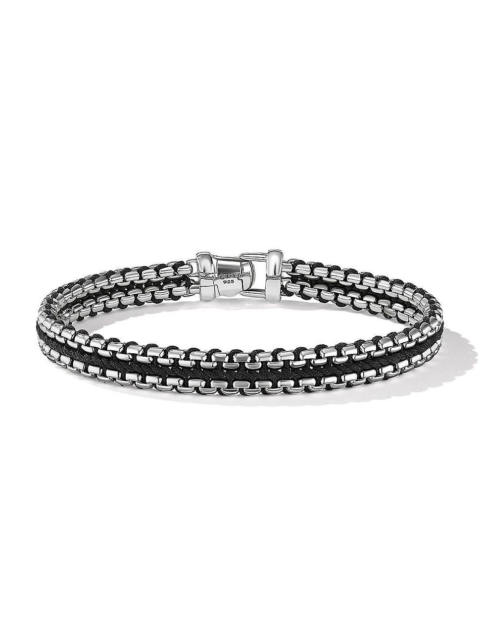 Mens Woven Box Chain Bracelet in Sterling Silver Product Image