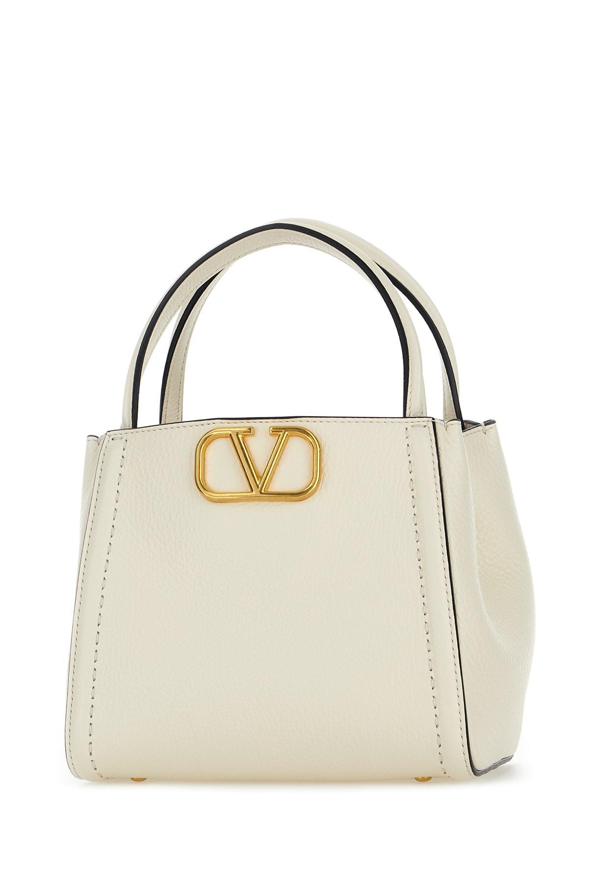 VALENTINO GARAVANI Ivory Leather Alltime Small Handbag In Ivory Multicolor Beige Product Image