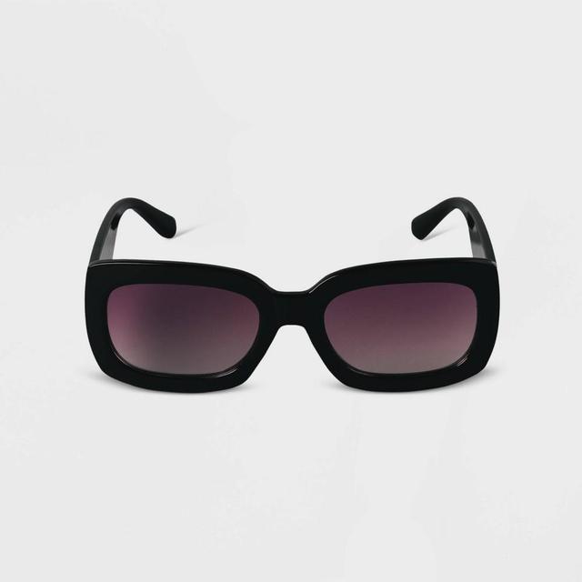 Womens Plastic Rectangle Sunglasses Black - A New Day Product Image