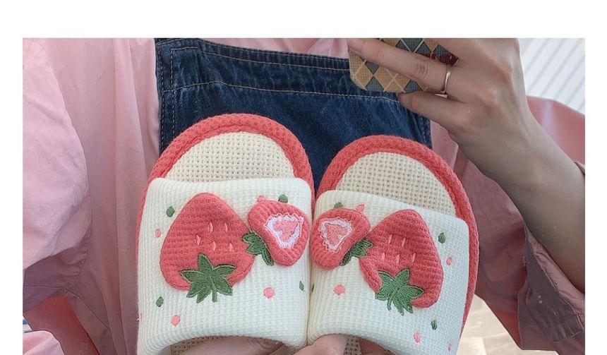 Strawberry Embroidered Slippers Product Image