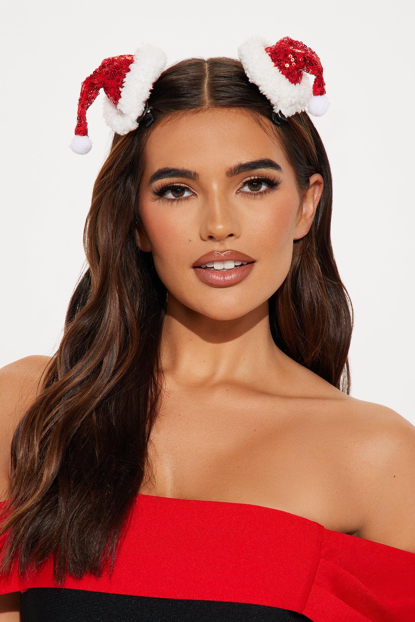 Santa Is Coming To Town 2 Piece Hair Clip Set - Red/combo Product Image