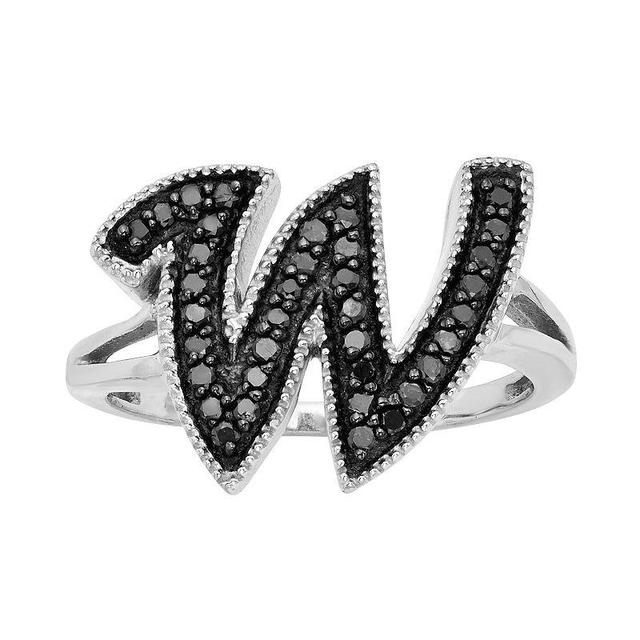 Jewelexcess Sterling Silver 1/4-ct. T.W. Black Diamond Initial Ring, Womens Product Image