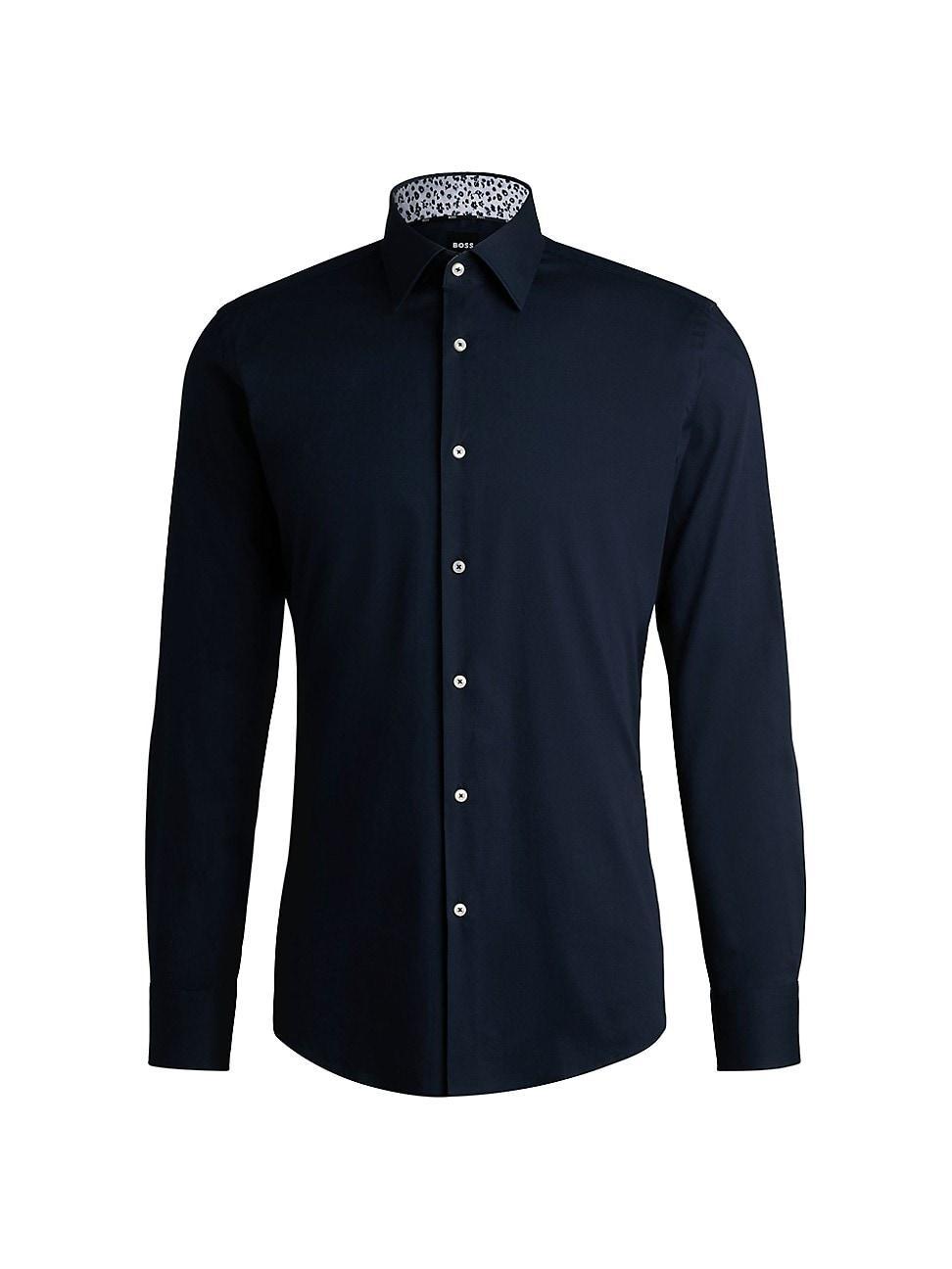 Mens Slim-Fit Shirt in Stretch Cotton-Poplin Product Image