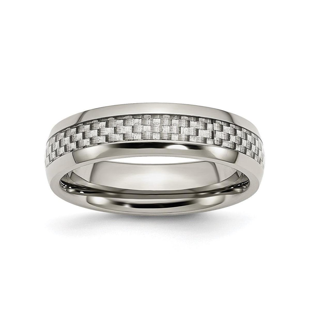 Chisel Stainless Steel Polished Grey Carbon Fiber Inlay 6mm Band Ring Product Image