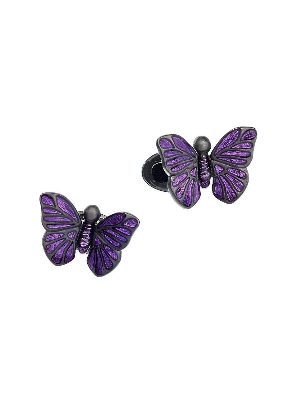 Mens 925 Matte Ruthenium Butterfly Cufflinks - Silver Product Image