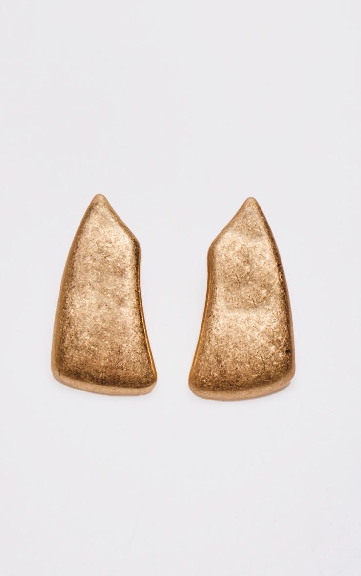 Gold Burnished Chunky Abstract Stud Earrings Product Image