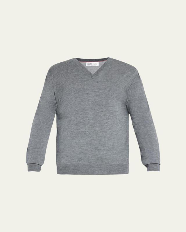 Mens V-Neck Wool-Cashmere Sweater Product Image