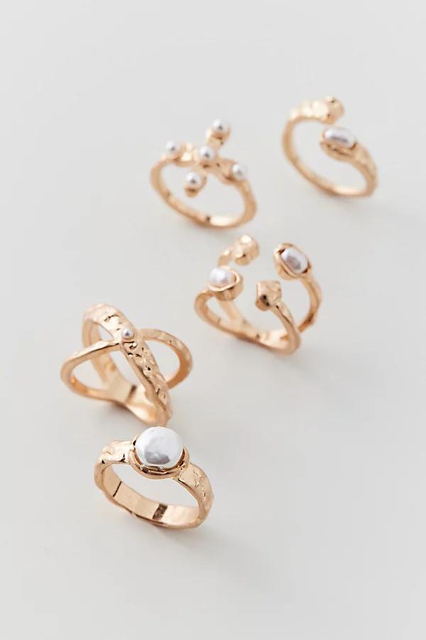 Delicate Pearl Ring Set Womens at Urban Outfitters Product Image