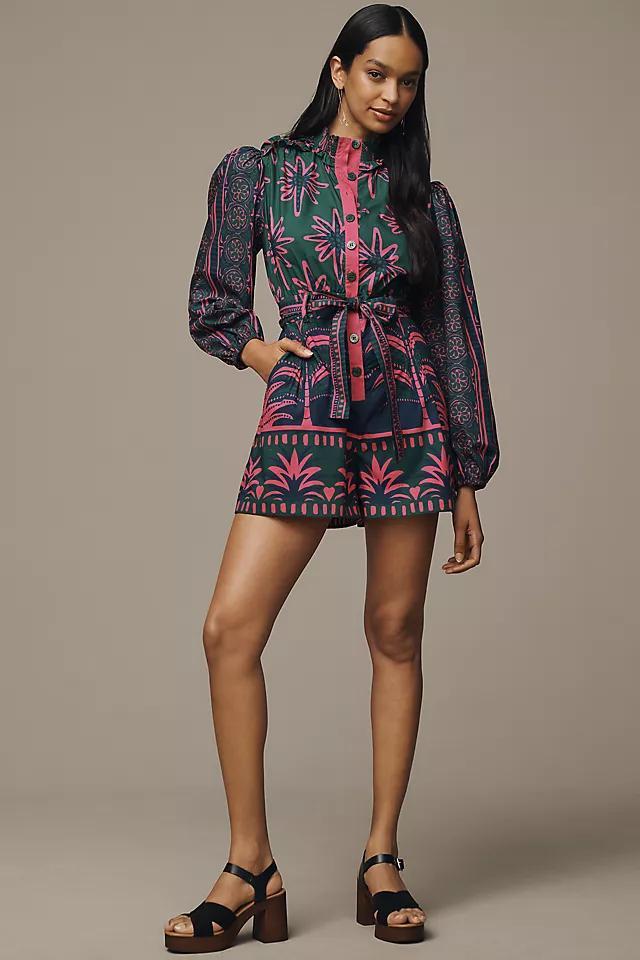 Farm Rio x Anthropologie Mock-Neck Buttondown Romper Product Image