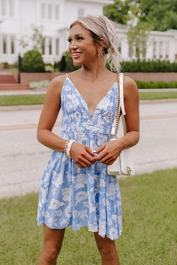 Cutie Pie Floral Babydoll Dress In Sky Blue Product Image