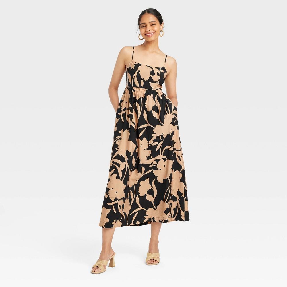 Womens Best Ever Midi Dress - A New Day Tan/Black Print XL Product Image