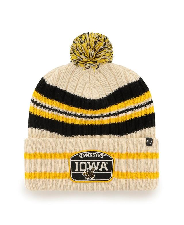 Mens 47 Natural Iowa Hawkeyes Hone Patch Cuffed Knit Hat with Pom Product Image